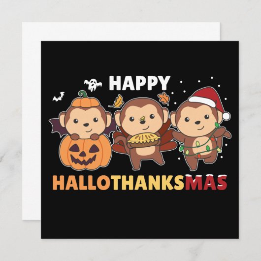 Invitation Joyeux Hallothankmas Singe de Noël Singes Invi (Devant / Derrière)