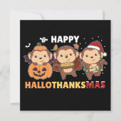 Invitation Joyeux Hallothankmas Singe de Noël Singes Invi (Devant)