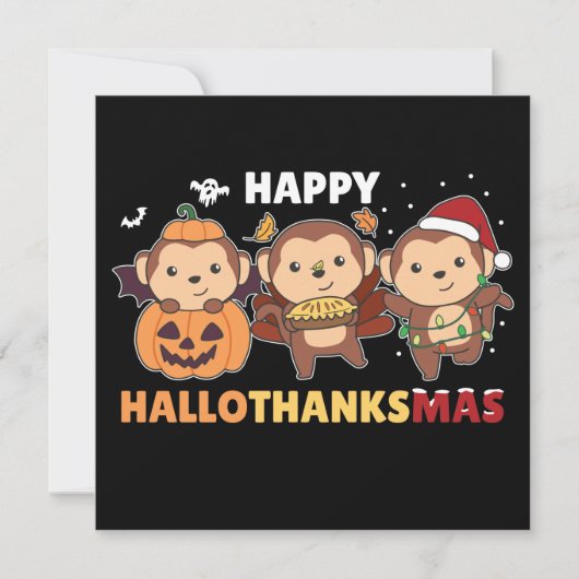 Invitation Joyeux Hallothankmas Singe de Noël Singes Invi (Devant)