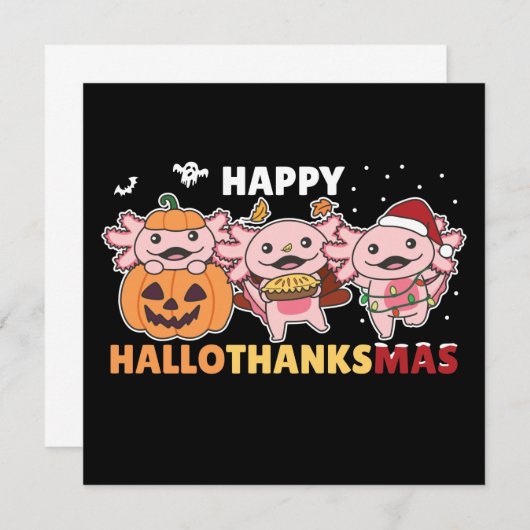 Invitation Joyeux Hallothanksmas Axolotl Noël Axolotls Dans (Devant / Derrière)