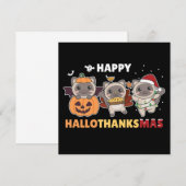Invitation Joyeux Hallothanksmas Chat Noël Éléphant (Devant / Derrière)