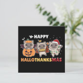 Invitation Joyeux Hallothanksmas Chat Noël Éléphant (Debout devant)