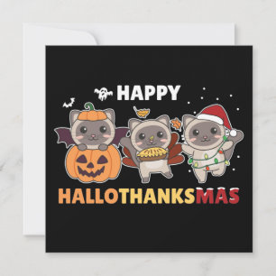 Invitation Joyeux Hallothanksmas Chat Noël Éléphant