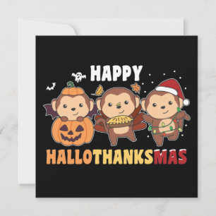 Invitation Joyeux Hallothanksmas Singe de Noël Chimpanzés Inv