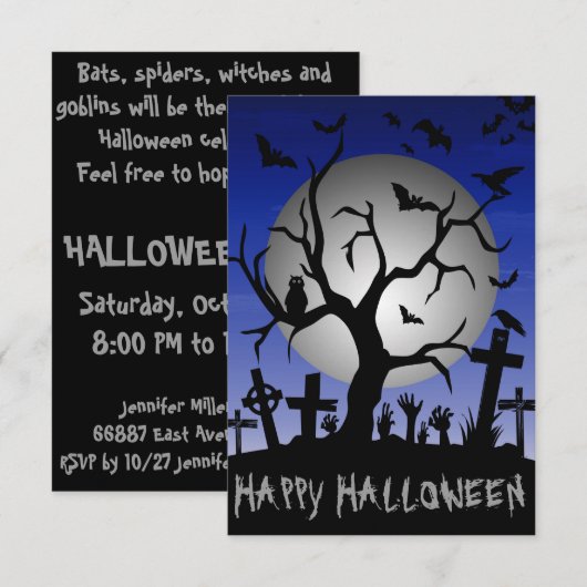 Invitation Joyeux Halloween (Devant / Derrière)