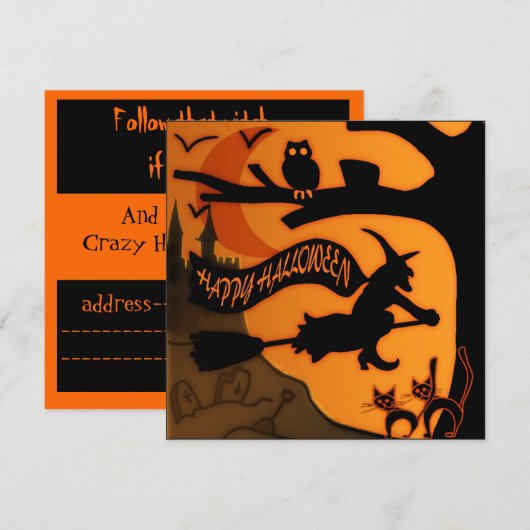 Invitation Joyeux Halloween (Devant / Derrière)