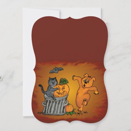 Invitation Joyeux Halloween avec Chat Chat Chien et Araignée (Dos)