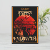 Invitation Joyeux Halloween Black Chat Bat Costume Party (Debout devant)