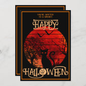 Invitation Joyeux Halloween Black Chat Bat Costume Party (Devant / Derrière)