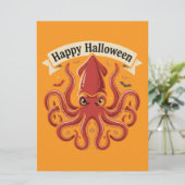 Invitation Joyeux Halloween Calamar Rouge Géant (Debout devant)