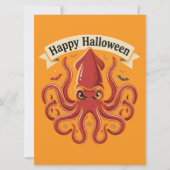 Invitation Joyeux Halloween Calamar Rouge Géant (Devant)