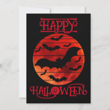 Joyeux Halloween Chauves-Souris Noires Lune Orange