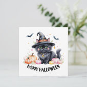 Invitation Joyeux Halloween Cute Black Cat (Debout devant)