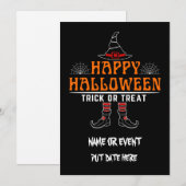 Invitation joyeux halloween des friandises ou un sort éditabl (Devant / Derrière)
