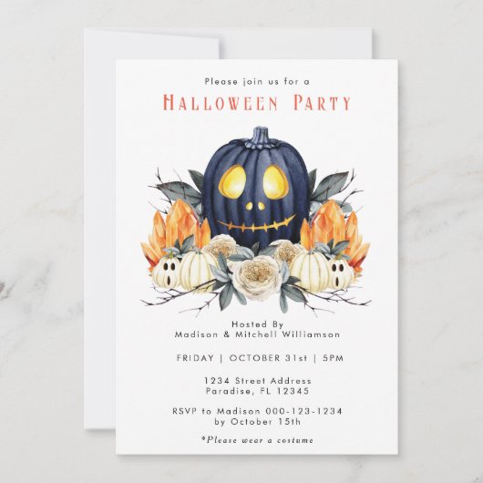 Invitation Joyeux Halloween Éffrayant Samhain Citrouille cris (Devant)