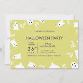 Invitation Joyeux Halloween mignon fantômes vert violet fête (Devant)