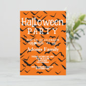 Invitation Joyeux Halloween moderne Black Bat Oranges (Debout devant)