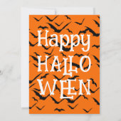 Invitation Joyeux Halloween moderne Black Bat Oranges (Dos)