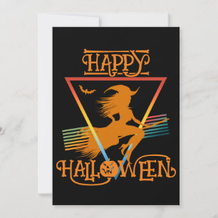 Invitation Joyeux Halloween Sorcière Oranges Noires