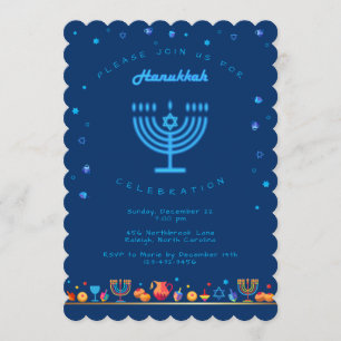 Invitation Joyeux Hanouka, Belle Fête Juive