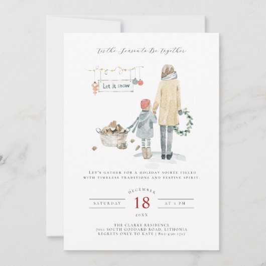 Invitation Joyeux hiver | Fête de Noël nostalgique (Devant)