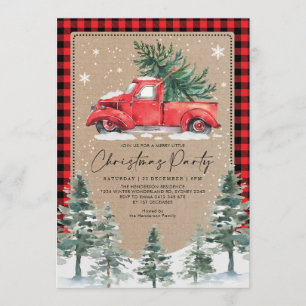 Invitation Joyeux hiver Noël fête Vintage Camion rouge