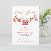 Invitation Joyeux hiver Noël Père Noël Watercolor Baby Show (Debout devant)