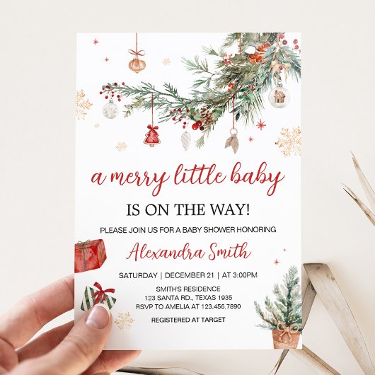 Invitation Joyeux hiver Petit Baby shower de Noël