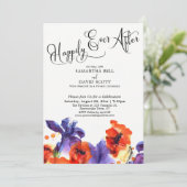 Invitation Joyeux iris pourpres aux coquelicots peints en rou (Debout devant)