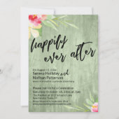 Invitation Joyeux Jour Après Aquarelle Fleurs Bois Vert (Devant)