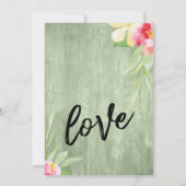 Invitation Joyeux Jour Après Aquarelle Fleurs Bois Vert (Dos)