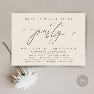 Invitation Joyeux Jour Après Fête Crème Gris Mariage Dîner