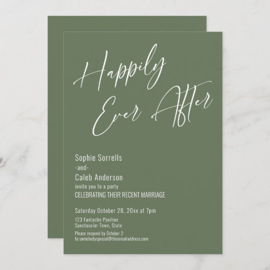 Invitation Joyeux Jour Après Moderne Élégant Vert Olive (Devant / Derrière)