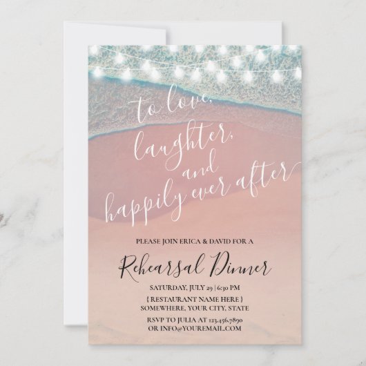 Invitation Joyeux Jour Après Plage Mariage Répétition Dîner (Devant)