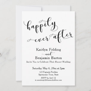 Invitation Joyeux Jour Après Script Réception Noir & Blanc