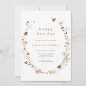 Invitation Joyeux Jour d'Abeille Premier Anniversaire (Devant)