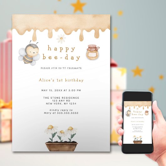 Invitation Joyeux Jour d'Abeille Premier Anniversaire