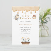 Invitation Joyeux Jour d'Abeille Premier Anniversaire (Debout devant)