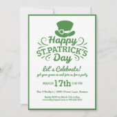 Invitation Joyeux Jour de la Saint Patrick Party Leprechaun & (Devant)