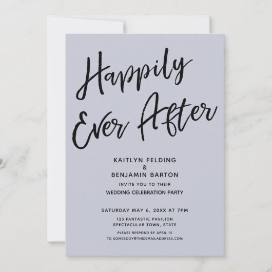 Invitation Joyeux Jour de Mariage Casual Mariage Dusty Blue (Devant)