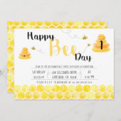 Invitation Joyeux Jour des abeilles Noir et Jaune Fête à thèm (Devant / Derrière)