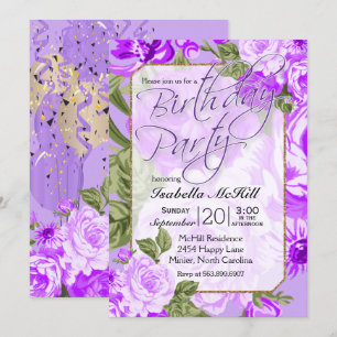 Invitation Joyeux Jour du jour - Lavender Purple Floral Desig