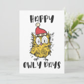 Invitation Joyeux jours de hibou drôle de Père Noël (Debout devant)