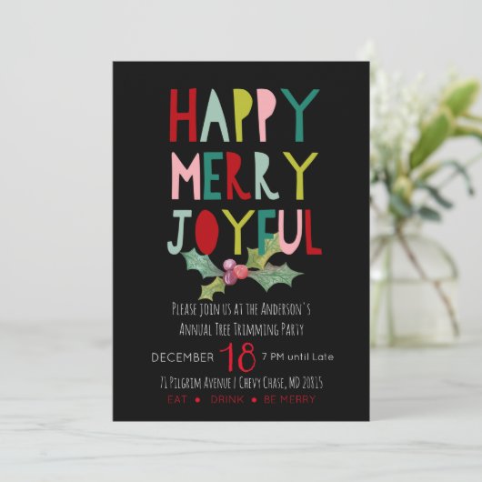 Invitation Joyeux Joyeux Noël (Debout devant)