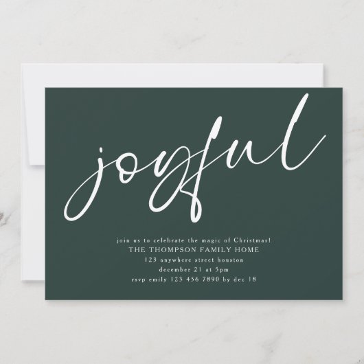 Invitation Joyeux Joyeux Script Contemporain Joyeux Noël Part (Devant)