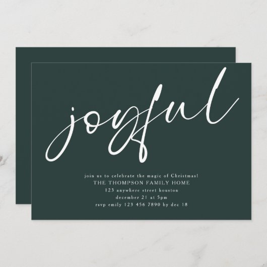 Invitation Joyeux Joyeux Script Contemporain Joyeux Noël Part (Devant / Derrière)