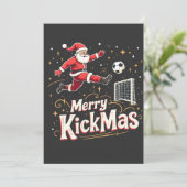 Invitation Joyeux Kickmas Drôle de Père Noël pour les Amateur (Debout devant)