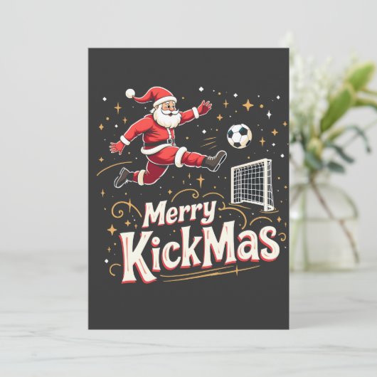 Invitation Joyeux Kickmas Drôle Père Noël Amateurs de Footbal (Debout devant)