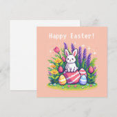 Invitation Joyeux lapin de Pâques 8 bits art pixel (Devant / Derrière)