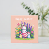 Invitation Joyeux lapin de Pâques 8 bits art pixel (Debout devant)
